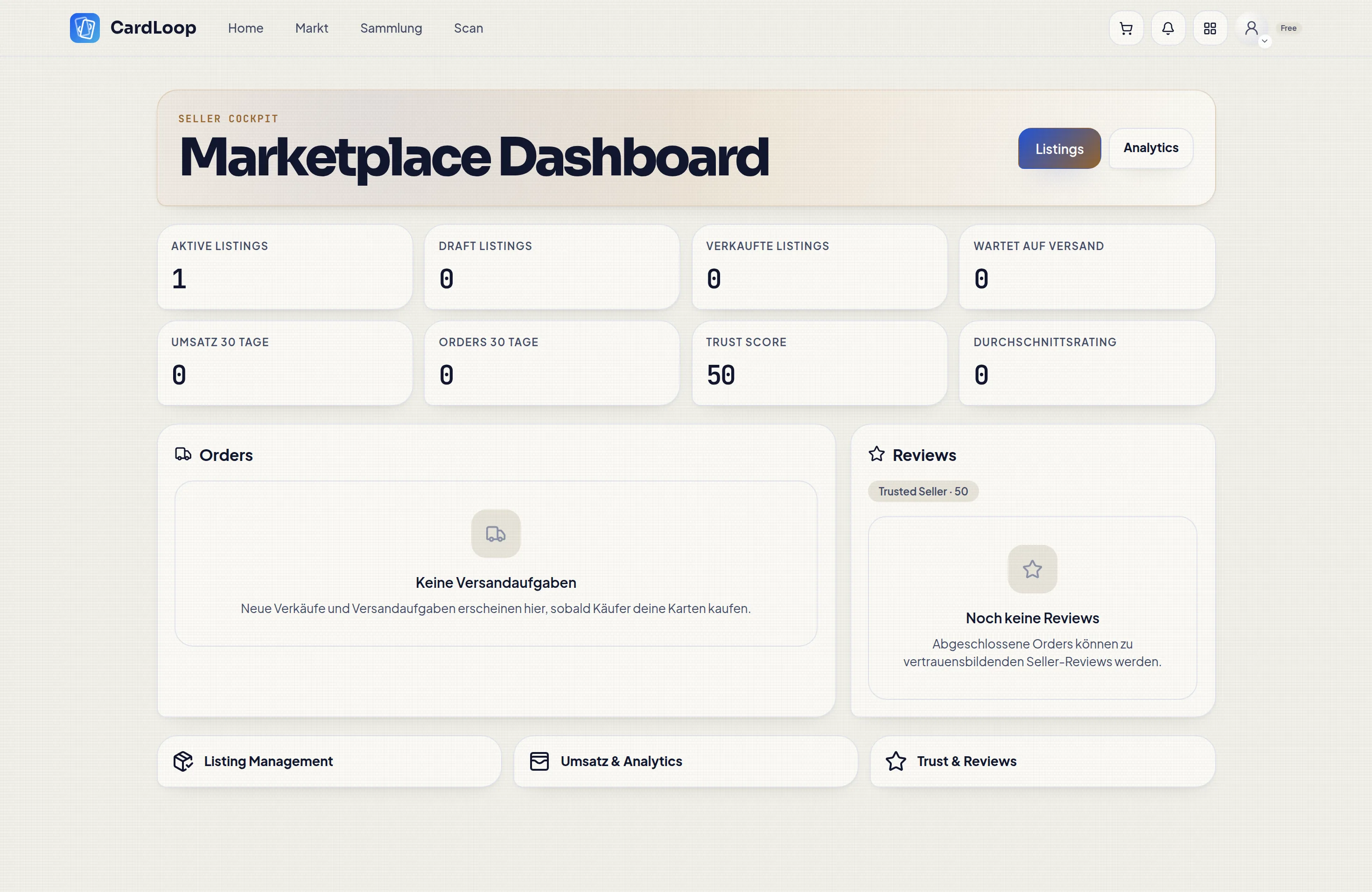 CardLoop — Desktop view