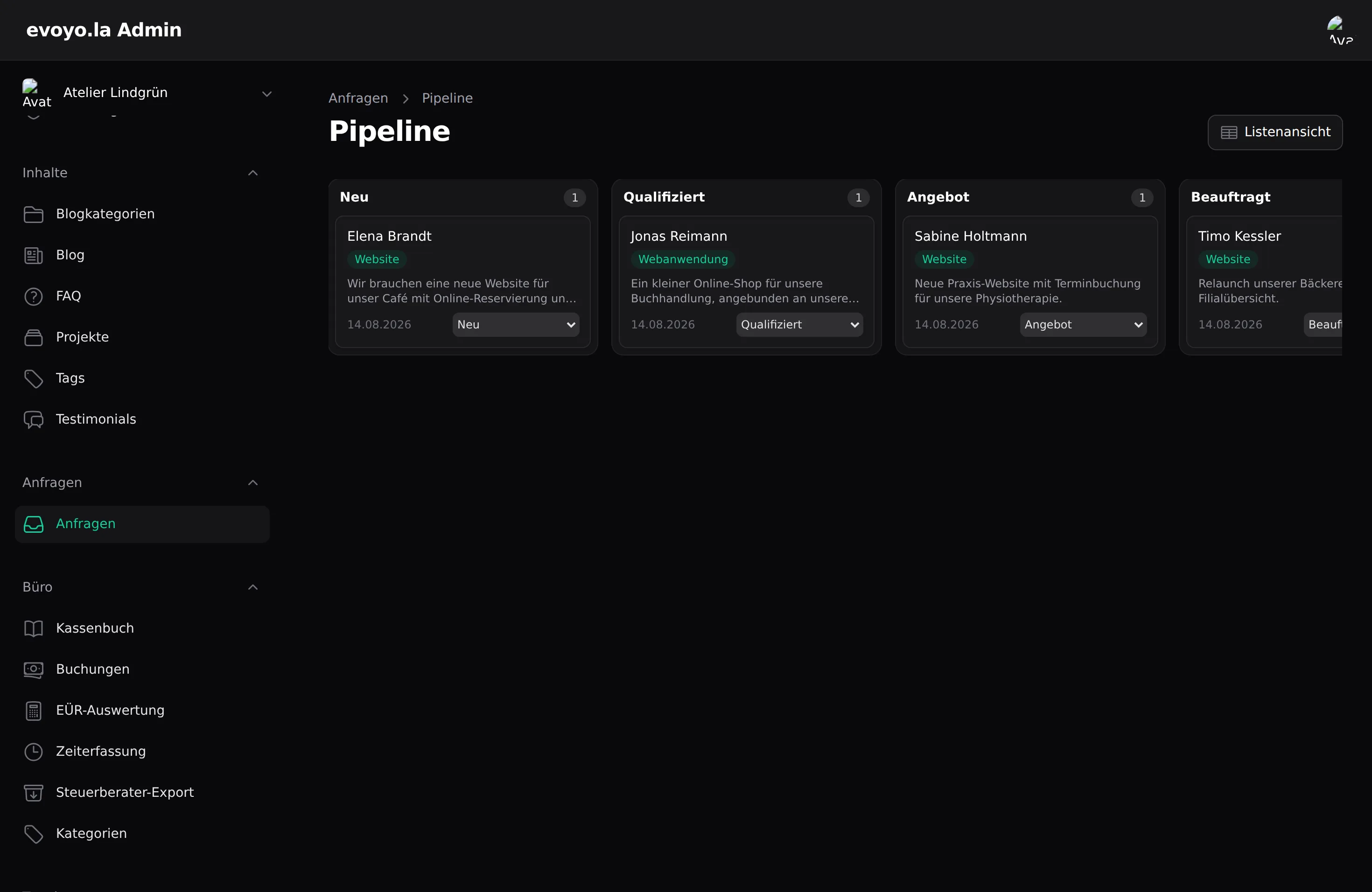evoyo.la — Desktop view
